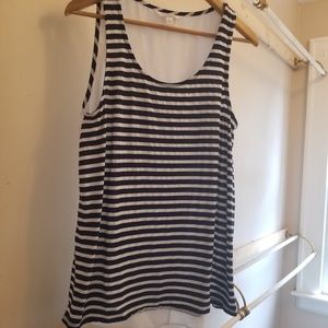 Navy blue and white striped tank